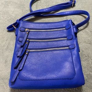 Blue leather purse